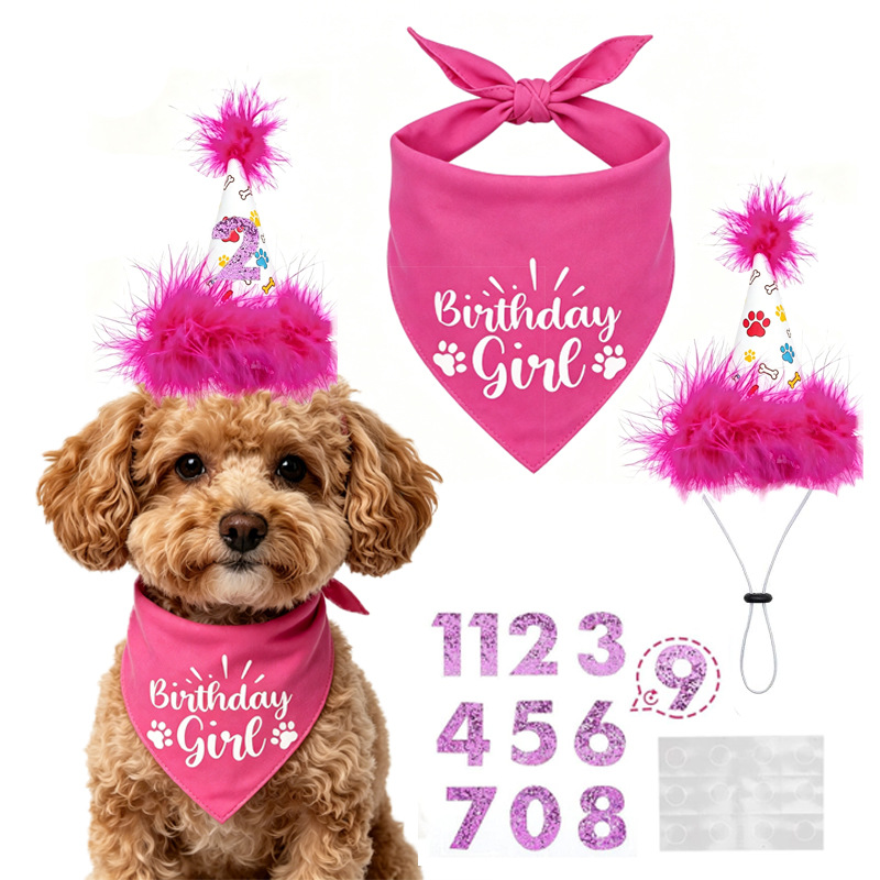 Pet Supplies In Bulk - ชุดปาร์ตี้วันเกิดสุนัข ผ้าพันคอ กระโปรง หมวก โบว์ไท ลูกโป่ง