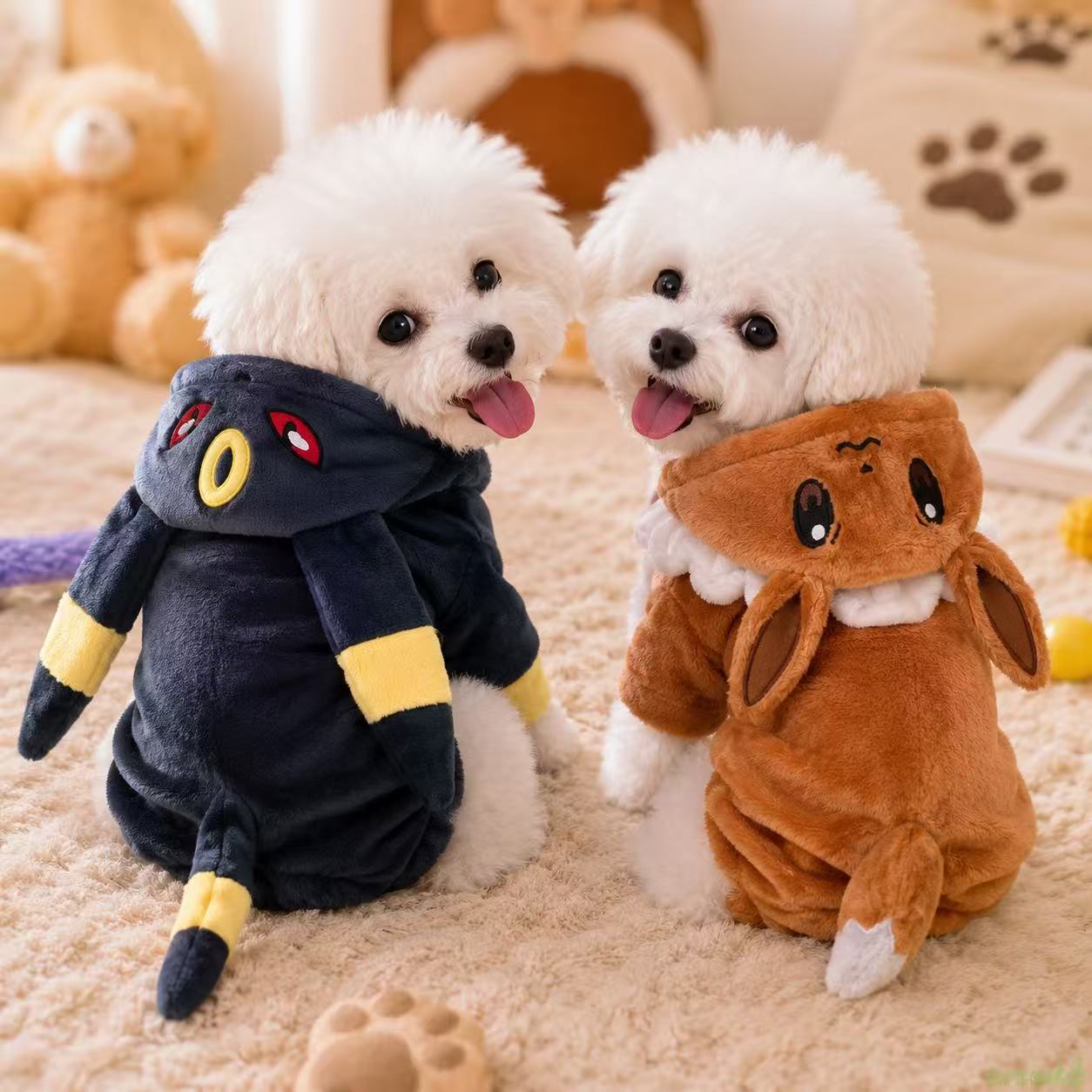 Pet Supplies First - ชุดคอสเพลย์สุนัขโปเกมอน น่ารักแบบอนิเมะ ชุดกันหนาวสำหรับสัตว์เลี้ยง เสื้อผ้าสำหรับสุนัขพันธุ์พุดเดิ้ล ของใช้สัตว์เลี้ยง ของขวัญ