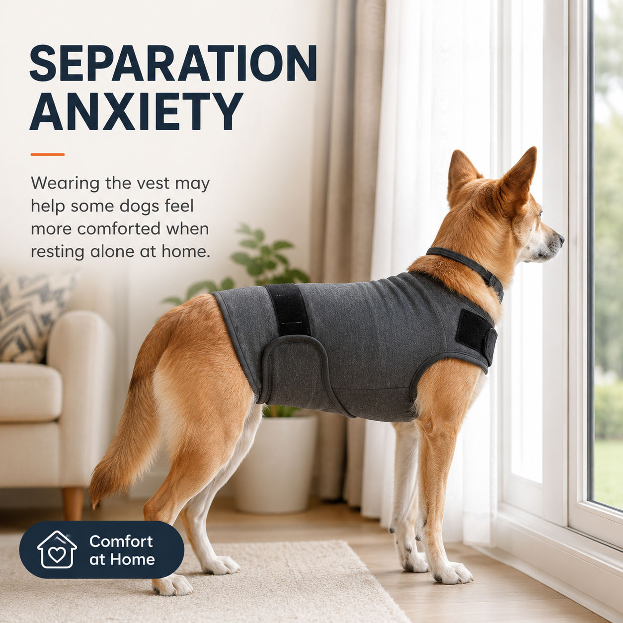 Dog Anxiety Vest - เสื้อกั๊กคลายความวิตกกังวลสำหรับสุนัข ผ้าพันรอบตัวแบบปรับได้ ติดแถบตีนตุ๊กแก ผ้าฝ้ายนุ่ม เสื้อสุนัขระบายอากาศได้ดี เสื้อแจ็คเก็ตสำหรับสัตว์เลี้ยง