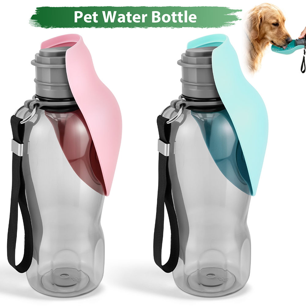 Pet Supplies Plus - ขวดน้ำสุนัขขนาด 800 มล. ขวดน้ำสุนัขแบบพกพาความจุขนาดใหญ่พร้อมชามพับได้ ขวดน้ำสำหรับเดินทางสำหรับสัตว์เลี้ยง ป้องกันการรั่วซึม
