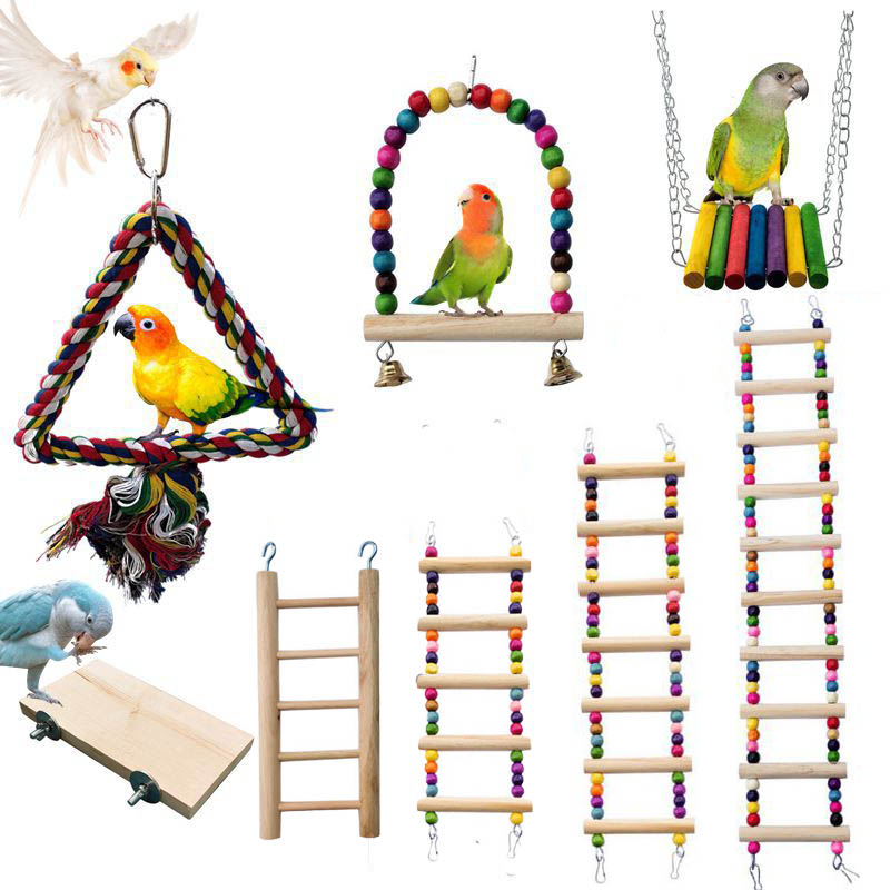 Pet Supplies Ringwood - ไม้ของเล่นนกขนาดเล็ก Parrot Chewing การฝึกอบรมของเล่นผ้าฝ้ายเชือก Swing แขวนแหวน