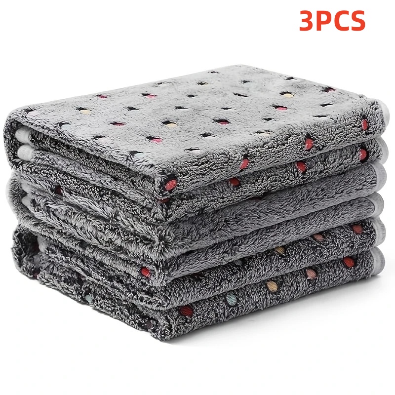 Pet Supplies Plus - 3PCS Soft Fluffy ผ้าห่มสัตว์เลี้ยงน่ารัก Dot รูปแบบ