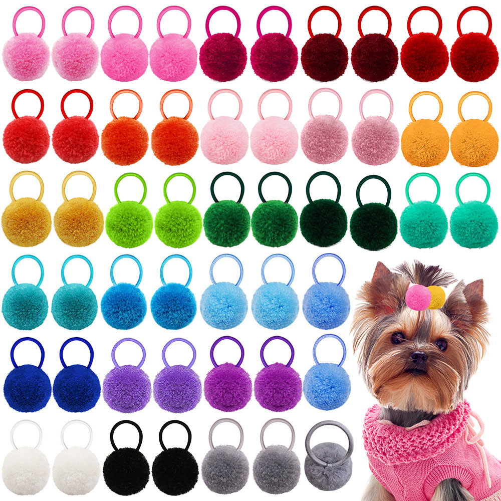 Pet Supplies Pet Shop - 10PCS ผมยางสุนัขอุปกรณ์เสริม Solid Ball โบว์ผมสําหรับสุนัขขนาดเล็ก Cat