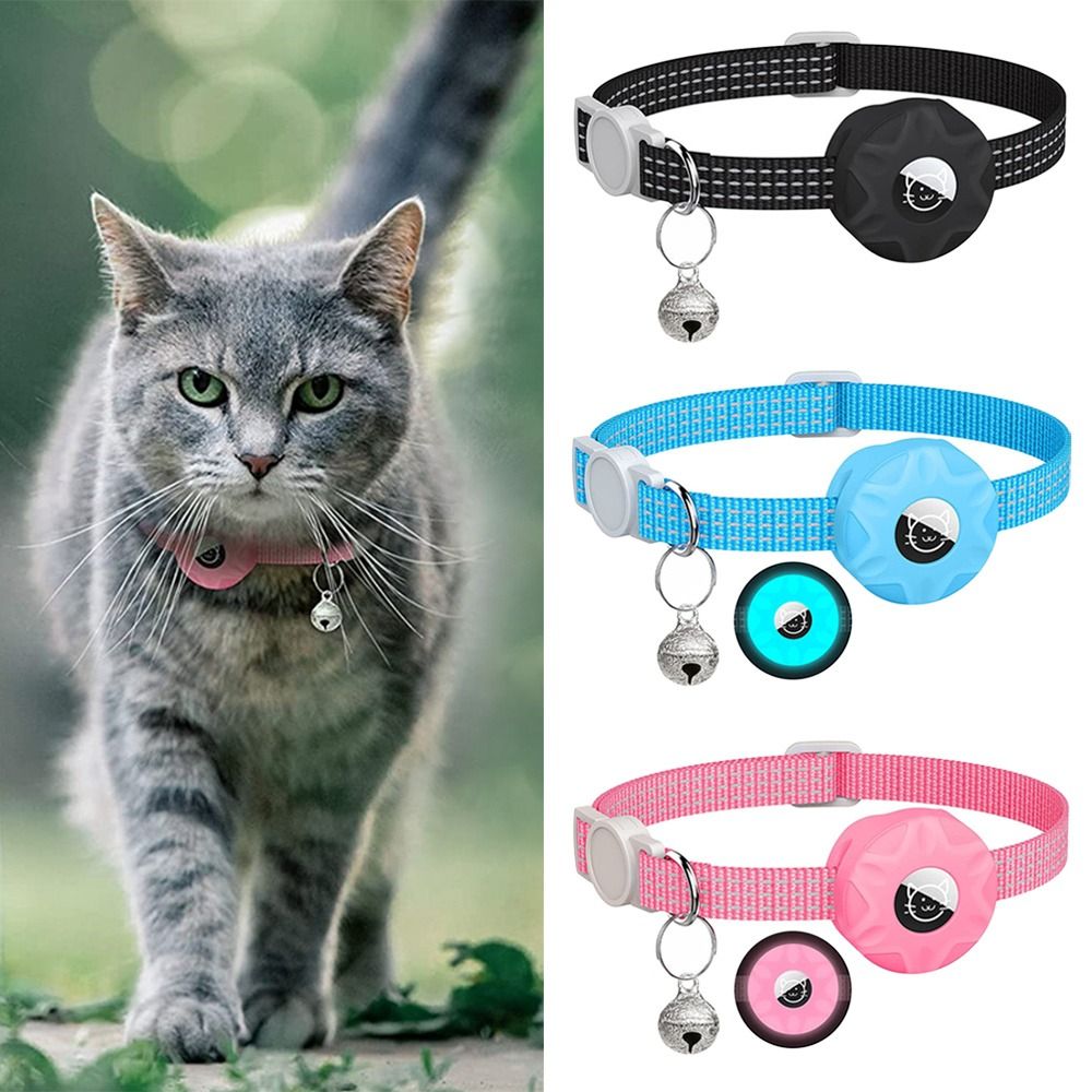 Pet Gps Tracker Collar - ปลอกคอสัตว์เลี้ยงพร้อมกล่องจีพีเอสปลอกคอปรับแสงได้สำหรับแมวลูกสุนัขปลอกคอกันสูญหายสำหรับ Apple แอร์แท็ก