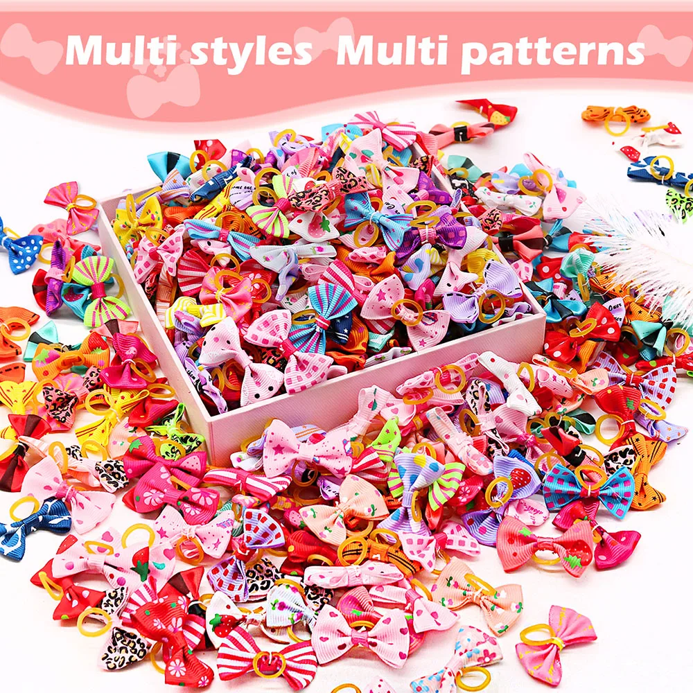 50PCS สุนัข Bows ยาง Handmade  - Pet Supplies In Bulk บทวิจารณ์และราคา